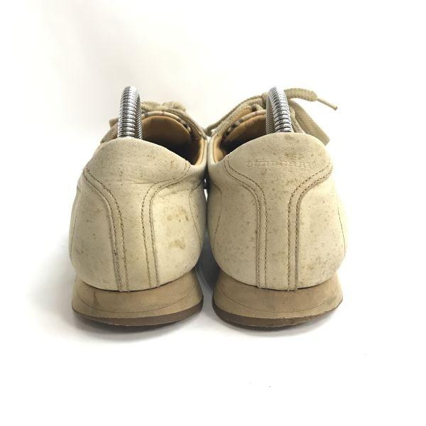 Burberry LONDON Leather Shoes Sneakers Beige Tan Check Pattern Size 24.5(USED)