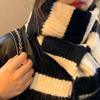 Japanischer Stil Kontrastfarbig gestreifter und koreanischer Stil vielseitiger minimalistischer Vintage Strickschal warmer und kälteschützender Schal für Damen