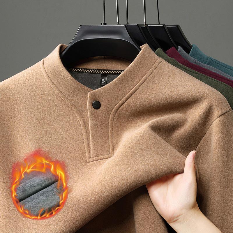 Men's 2025 Winter Fleece-Lined Thickened Sweatshirt with Single-Button Closure