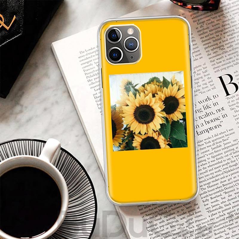 Beauty Yellow Sunflower Print Cover For iPhone 16 15 14 13 12 11 Pro Max Apple Phone Case X XS 7 Plus 8 + Art Customized Print S