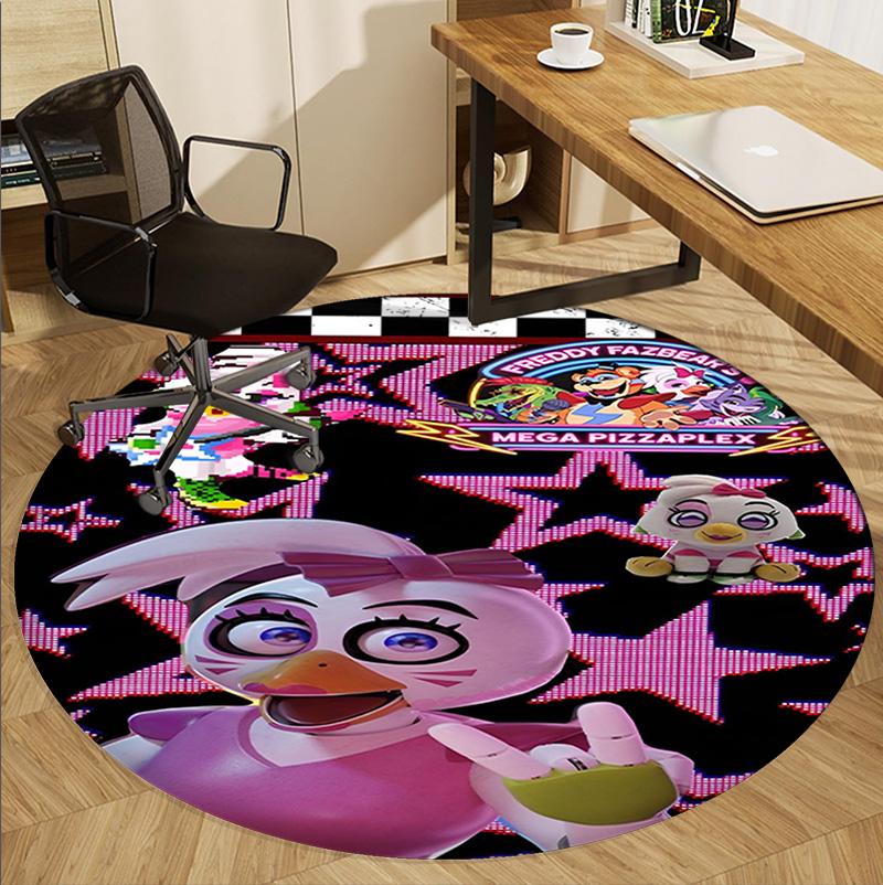 Five Nights at Freddy's Pattern Round Rug, Indoor/Outdoor Mat, for Picnic, Gameroom, Bedroom, Office, Living Room, Home Decor Carpet, Birthday Gift