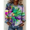 Autumn Fashionable Comfortable Casual Versatile Loose Women's Multi Color Printed Round Neck Long Sleeved T-Shirts