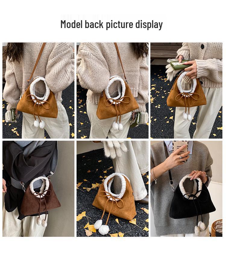 Women's High-End Retro Lambswool Underarm Shoulder Crossbody Bag - Winter Trendy Versatile Handbag