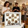 Mini Museum Silhouette Box Memory Display Case with Light 11 Pieces Miniature Picture Frame with 8 Figurines for Tabletop