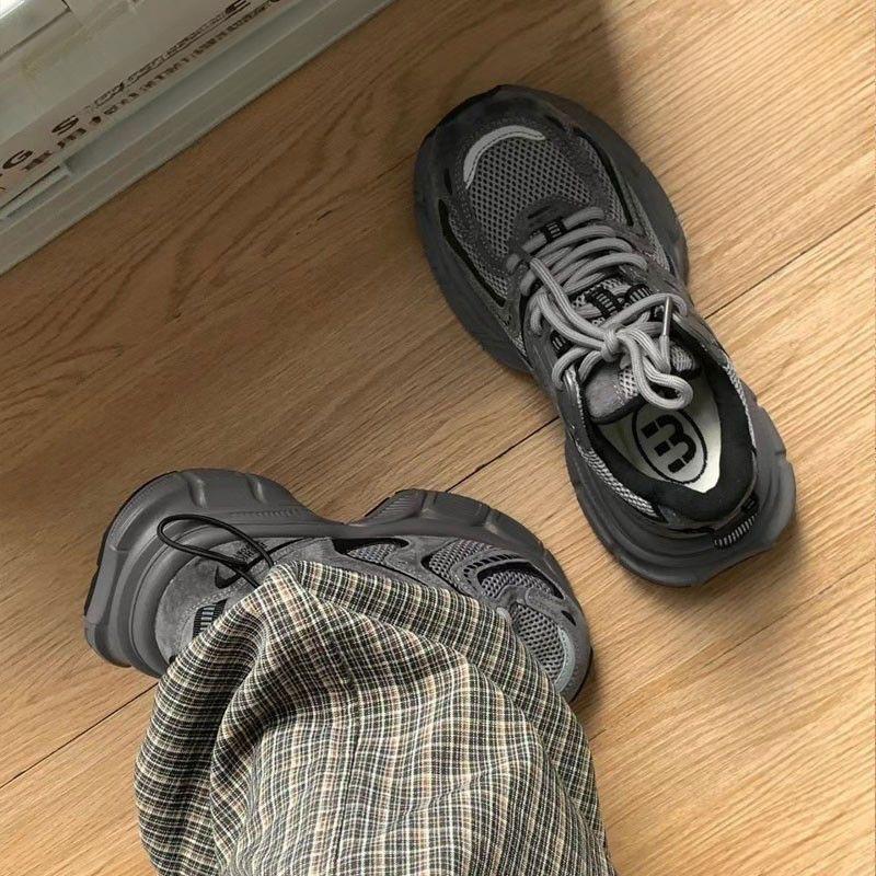 Retro Maillard ultra-lichte papa schoenen herfst nieuw dikke zool verhogende casual sportschoenen