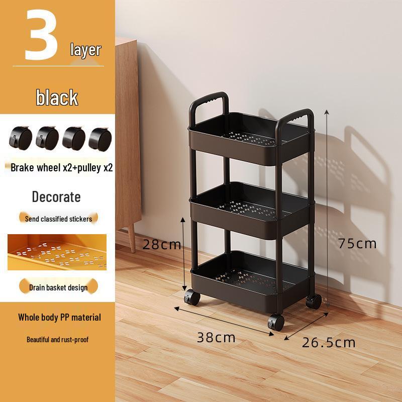 Foldable Snack Cart with Wheels for Kitchen, Bedroom & Toy Storage