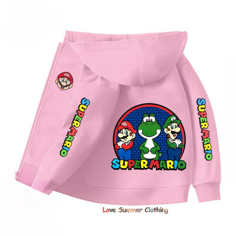 Mikina s kapucí na zip Kawaii Dětská Streetwear Mario Dětská mikina Mario Luis Zip Dětská mikina Dívčí Chlapecký top Mikina