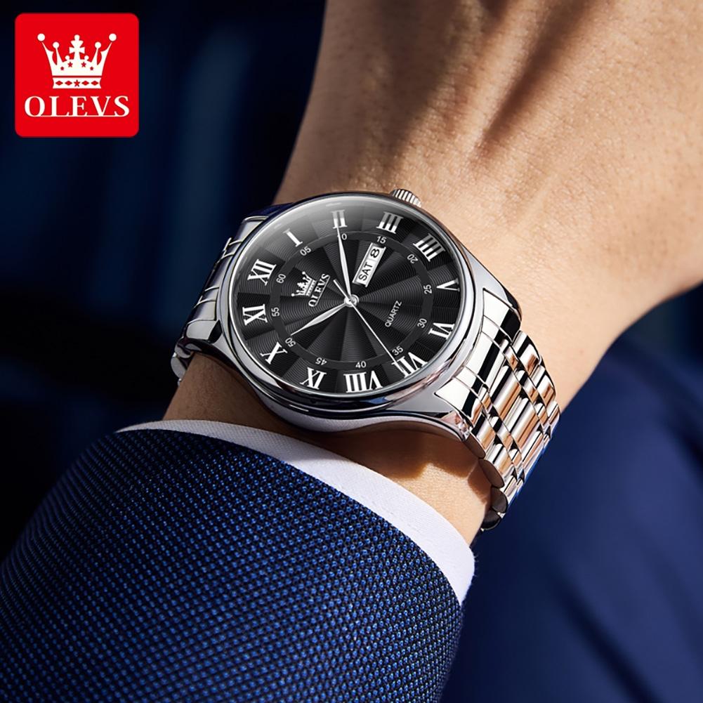 OLEVS Brand Watch Men's Business Quartz Watch Steel Strip 3663