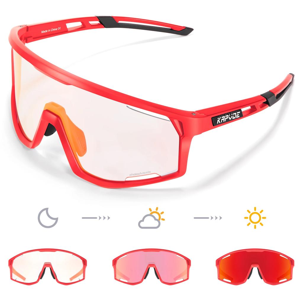 Kapvoe Photochromic Cycling Glasses UV400 MTB Clear Mountain Bike Transition Bicycle Sunglasses for Men Women Sports Eyewear