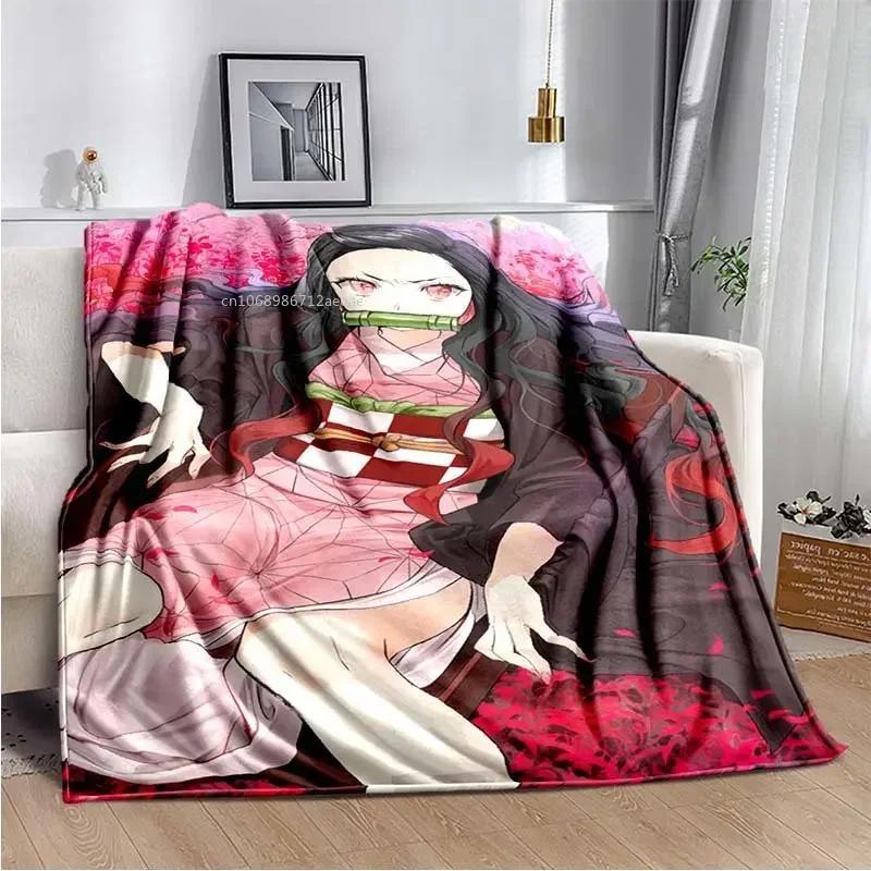Anime Demon Slayer Kimetsu no Yaiba Fleece Blanket Nezuko Kamado Tanjiro Kamado Soft Bedding Bedspread Sofa Warming Cover