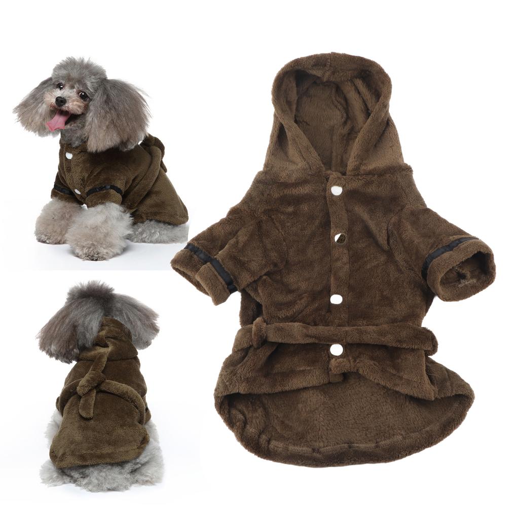 Pet Bathrobe Warm Flannel Quick Drying Dog Hooded Bath Towel with Hood for Puppy Small Dogs CatsXL
