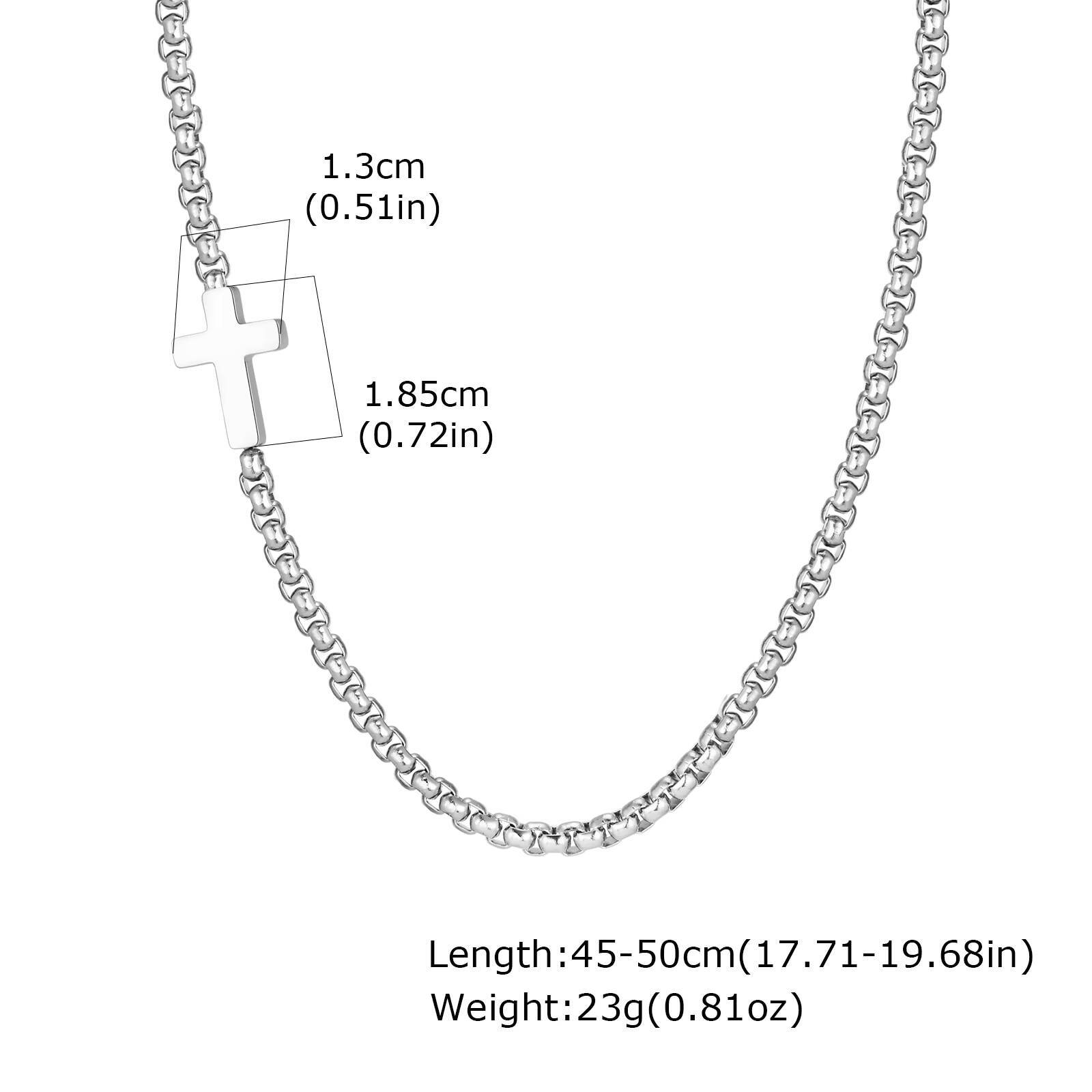 

Vnox Trendy Sideway Cross Faith Necklaces for Men, Fashionable Charm Neckchain Stainless Steel Box Chain Collar, Jewelry Gifts
