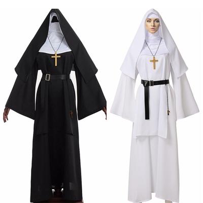 Abiti da Suora Costumi di Halloween per Donne Cosplay Spaventosi Vestiti da Suora Maria