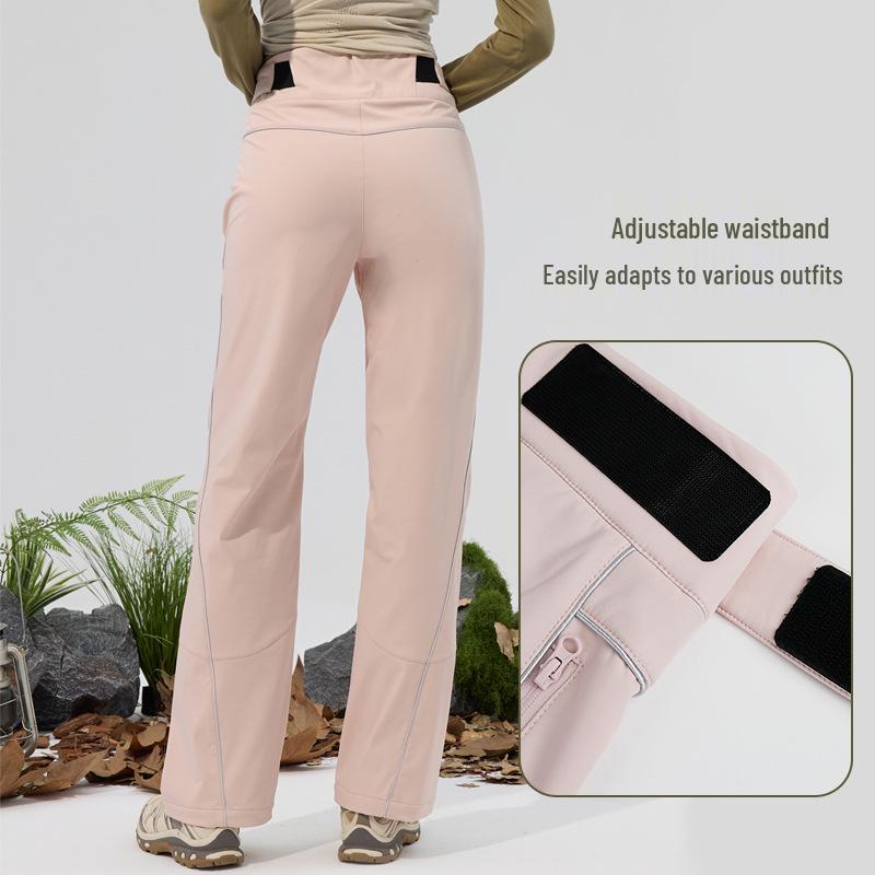 Water-Repellent Durable Outdoor Micro-Flare Pants with Autumn/Winter Velvet Warmth