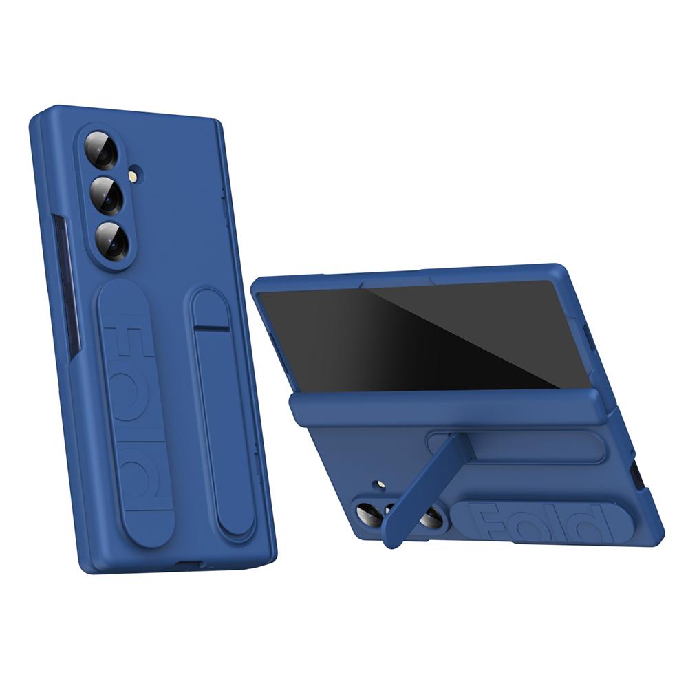 For Samsung Galaxy Z Fold7 5G Case with Tempered Glass Film Silicone Wristband Kickstand PC Phone Cover