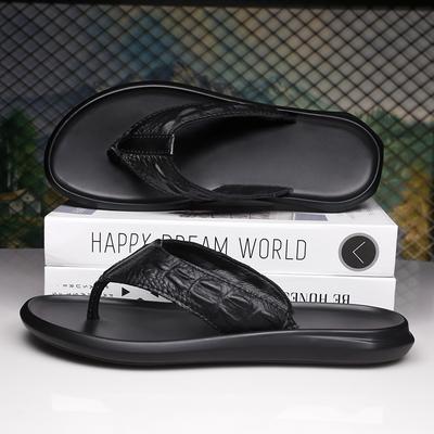 Crocodile Pattern Casual Slippers for Men Street Style Flip Flops Beach Sandals Summer Non-Slip Slides Quick Dry Male Half Drag