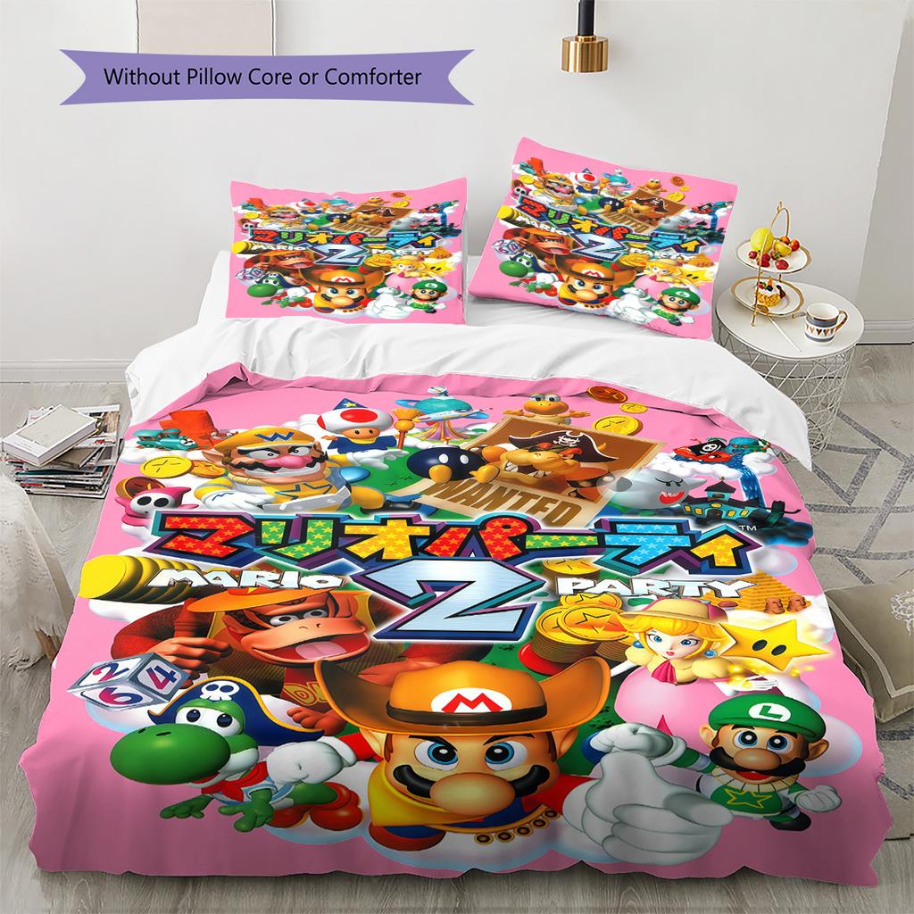 Super Mario Cartoon Game Bedding 3 Piece Set Soft Breathable Duvet Cover & Pillowcases Children Bedroom Home Decor
