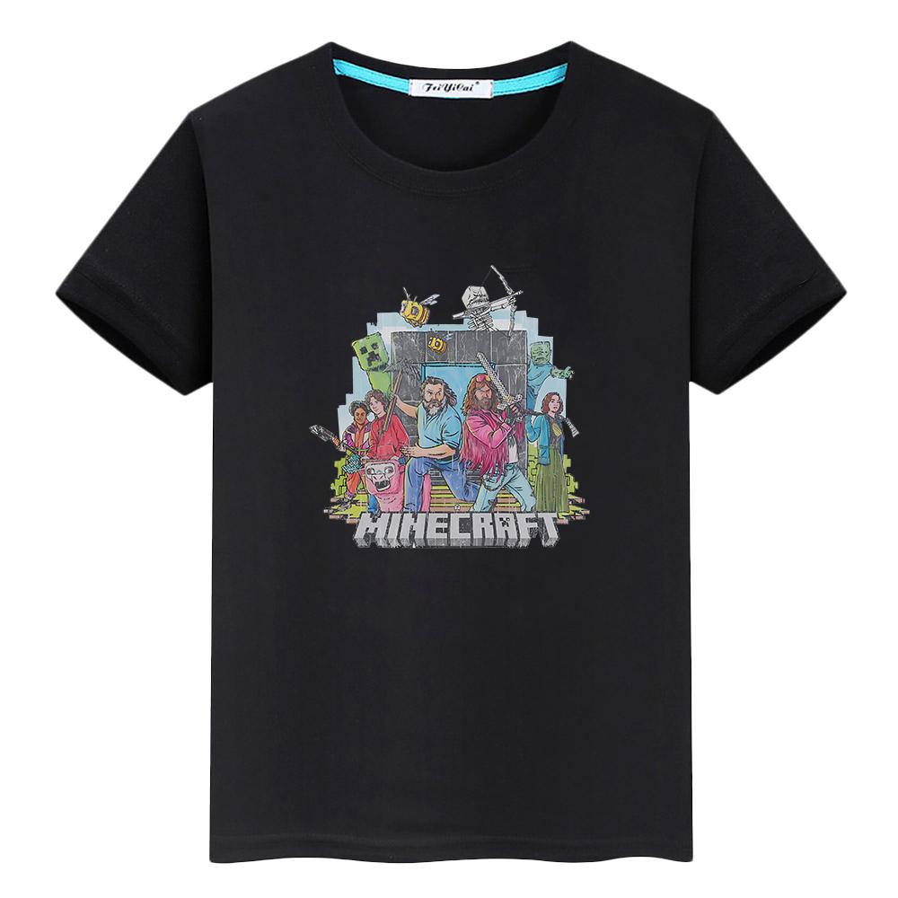 

футболка для дітей хлопчик 10 років принт Minecraft 100% бавовна аніме футболки y2k one piece Kawaii топи коротка футболка з гордістю одяг для дівчаток 140 чорний