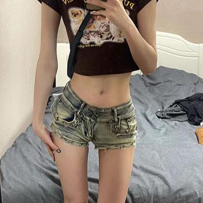 High Street Y2k Skinny Denim Shorts Women Low-Rise Trousers Sexy Vintage Hotsweet Female Aesthetic Fashion Design Pants Summer