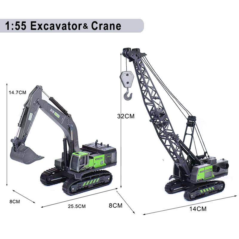 1:55 Excavator Diecasts Children Toy Boys Simulation Alloy+Plastic Crawler Engineering Vehicle Hand Hook Machine Model Gifts