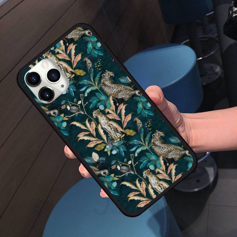 Tropical Plant Leopard Phone Case for iPhone 11 12 Pro XS MAX 8 7 6 6S Plus X 5S SE 2020 XR