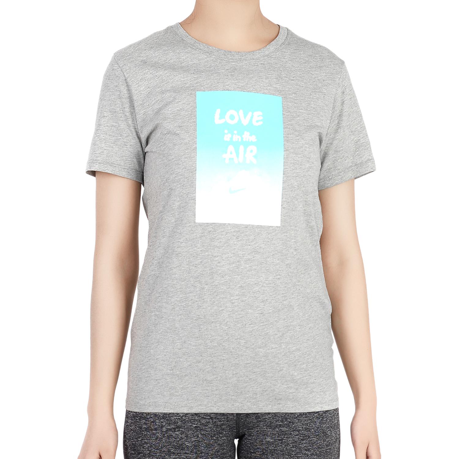 Nike T Shirts Women s Gray Crew Neck Moderate AQ4149-063 L