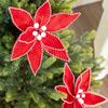 Sequins Flocking Christmas Glitter Flower Christmas Tree Ornaments  Merry Christmas Decorations