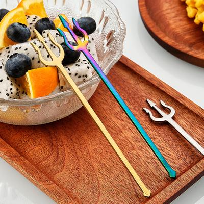 Fork Anti-rust Reused Easy To Clean Good-looking Steel Picking Elegant Multicolor Stainless Metal Dessert
