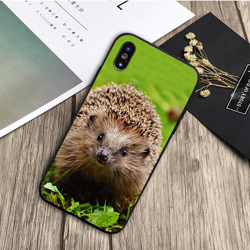 Hedgehog schwarz Silikon Telefon Fall Für iPhone 12 XR XS Max 5 5S SE 2020 6 6S 7 8 PLUS X 11Pro Max11 Abdeckung Shell