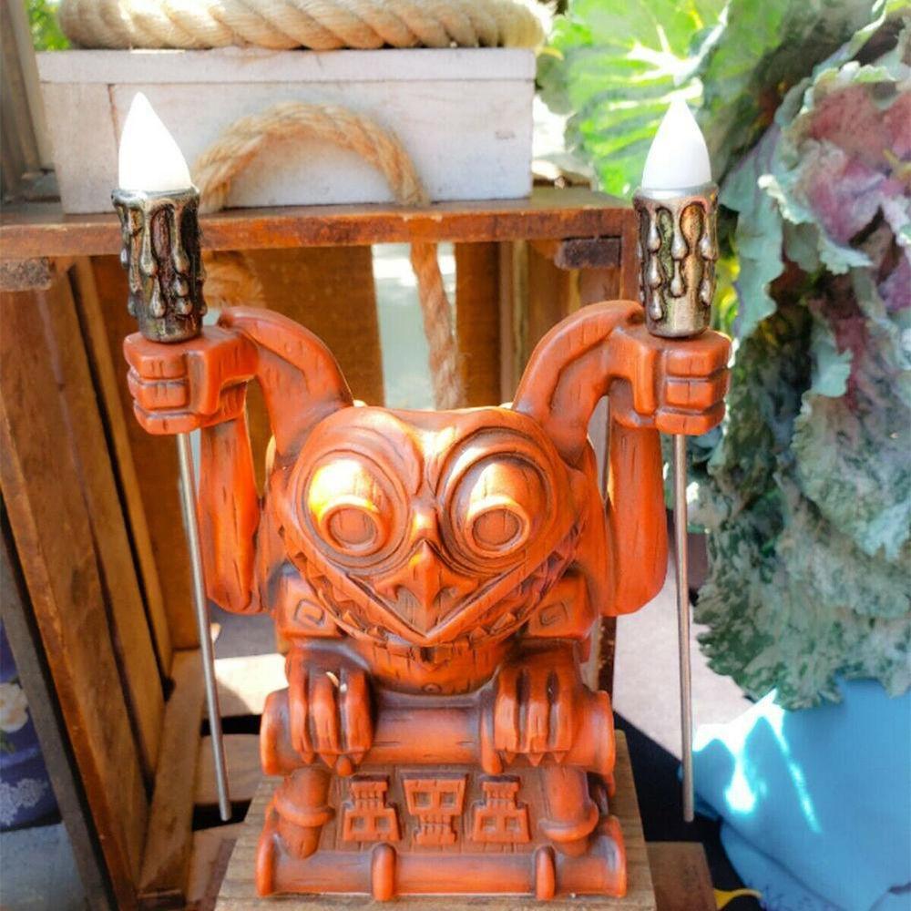 Decoration Retro Resin Tili Sculpture Hawaii Totem Tiki Figure Statue Torch Luminous Water Cup