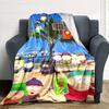 Cartoon Park South Print Flannel Blanket High Quality Warm Comfortable Cover for All Seasons Perfect for Gifts Home Decor