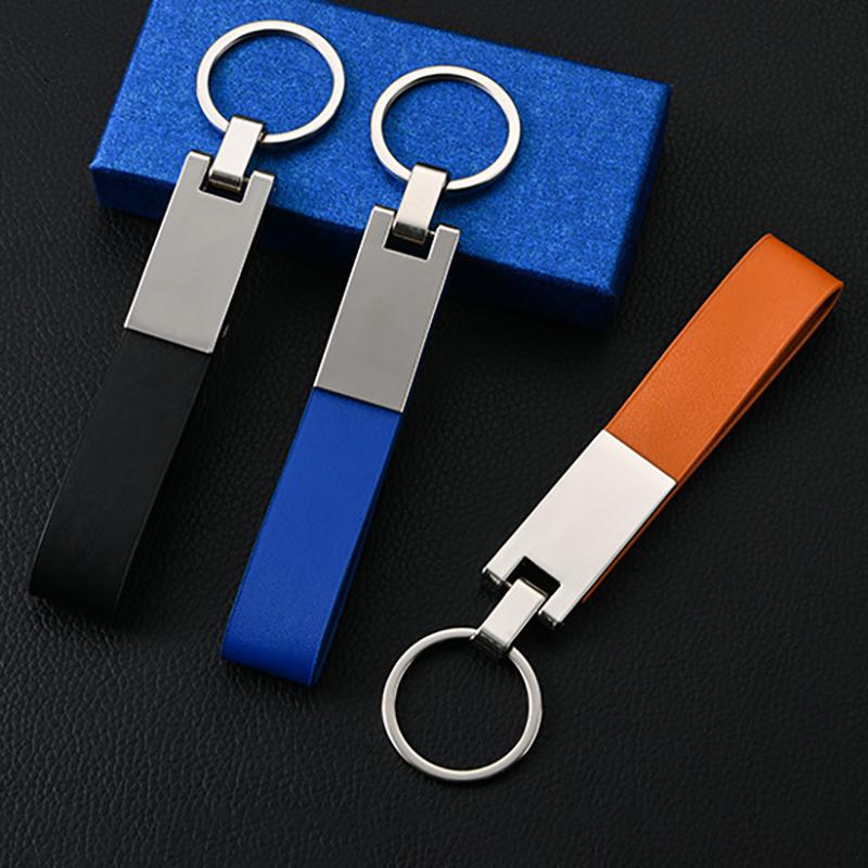 1Pc Keychain Personalized Metal Leather Key Ring Car Accessories Gift