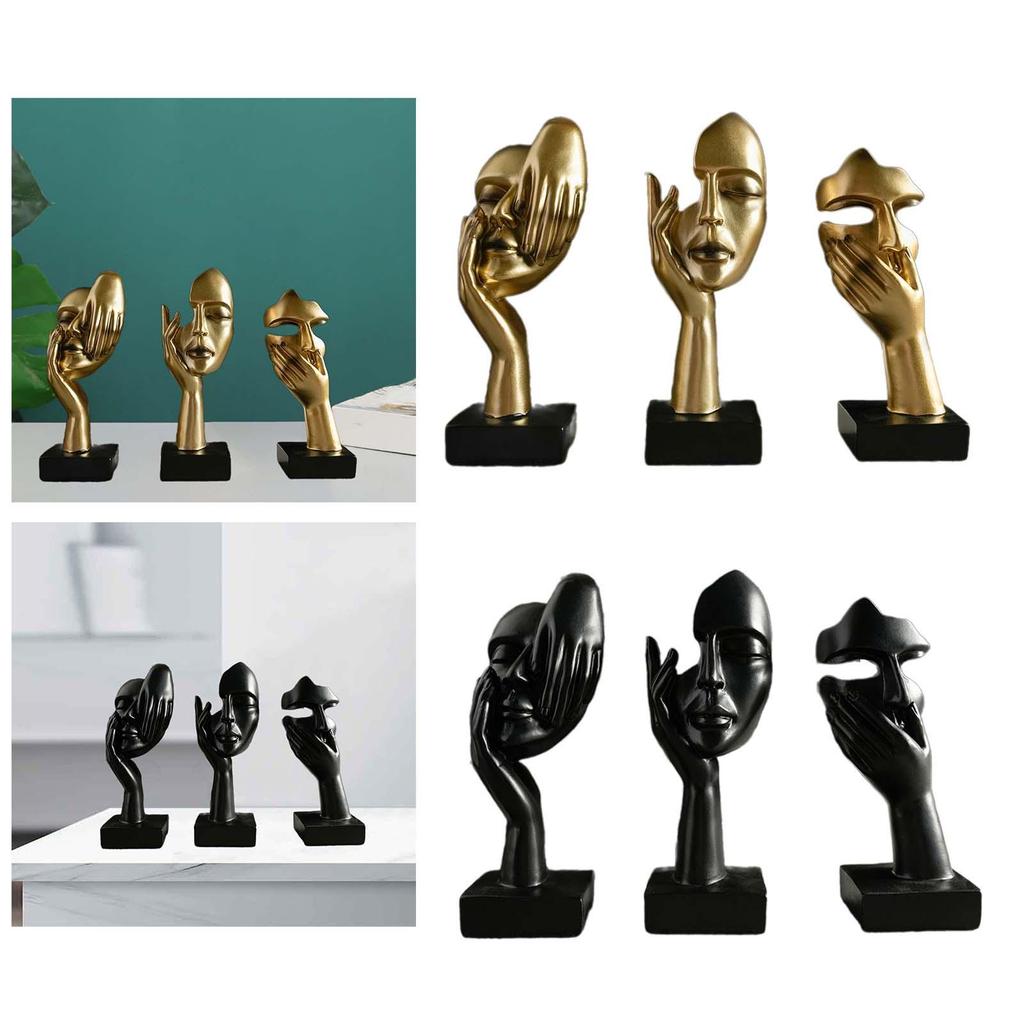3 Pieces Thinker Statues Decorative Housewarming Gifts Abstract Art Sculptures for Bookshelf Bedroom Shelf Entryway Home Decor