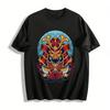 Japanese Oni Samurai Print Tee Retro Dark Style Trendy Top Pure Cotton T-shirt