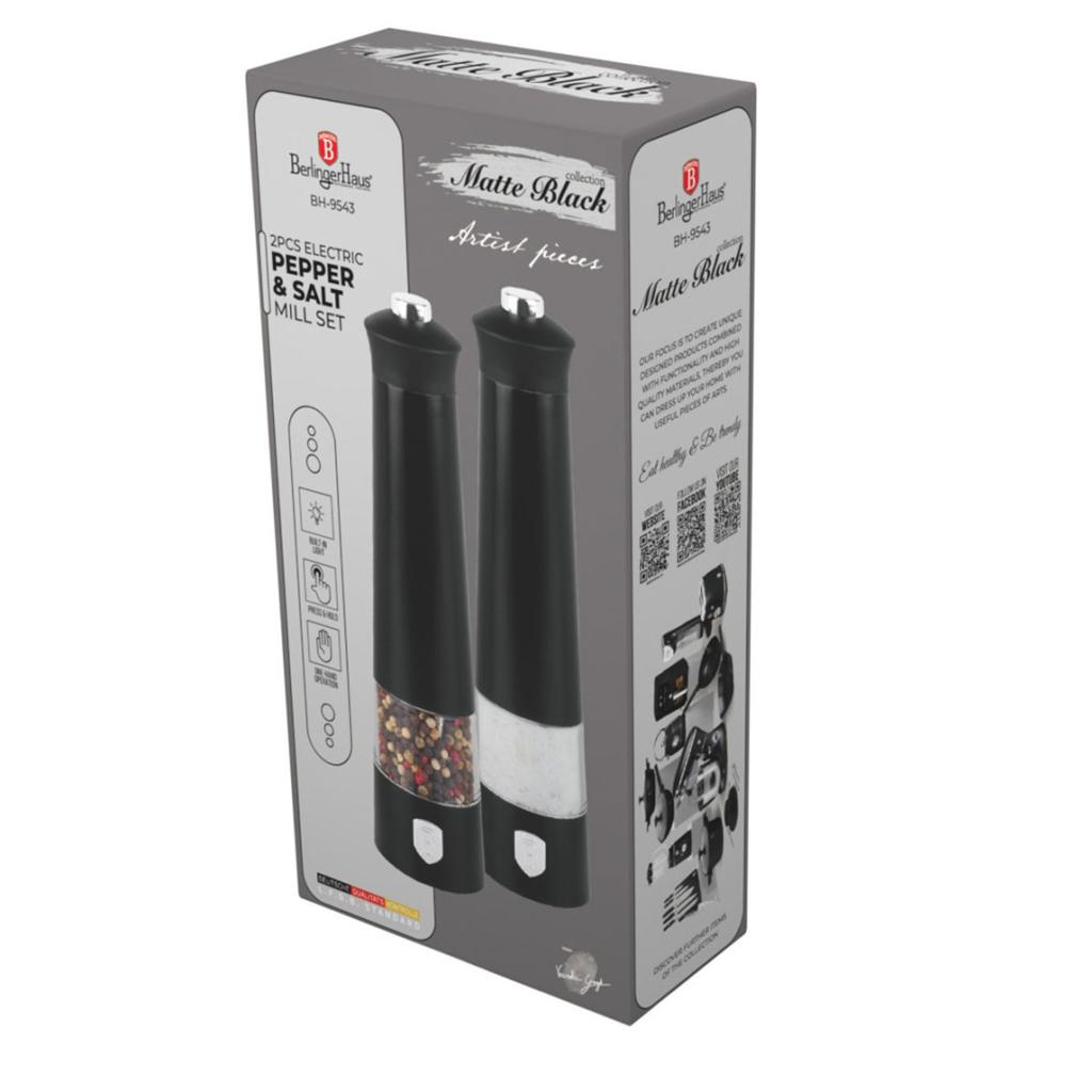Electric Pepper And Salt Grinder Berlinger Haus Bh-9543 Matte Black