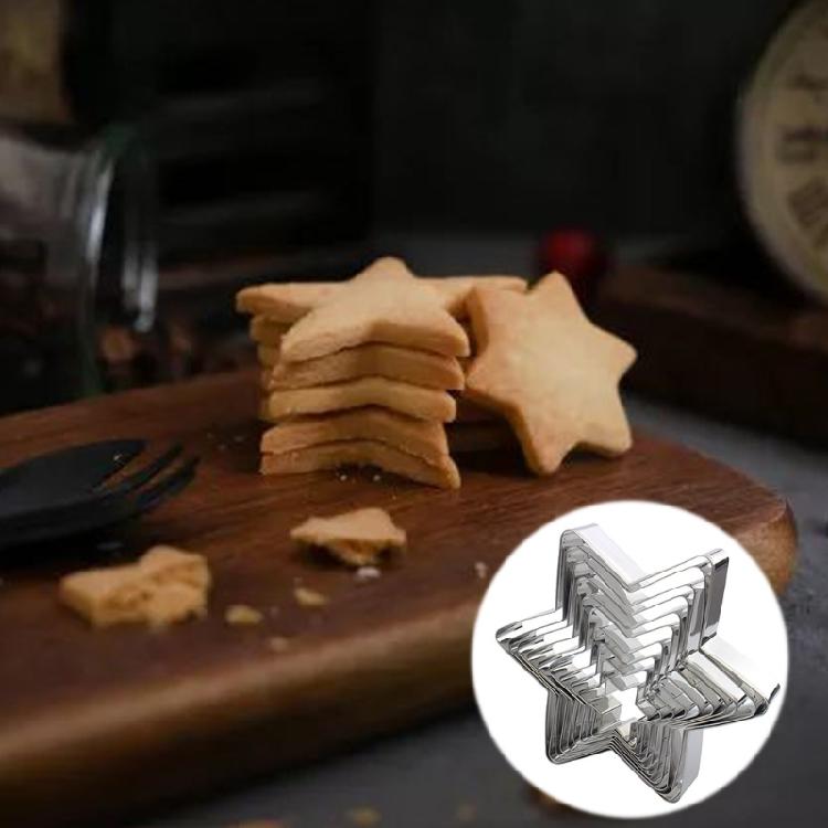 10 PCS Food-Grade Stainless Steel Star Theme Christmas Cookie Cutter Baking Gift