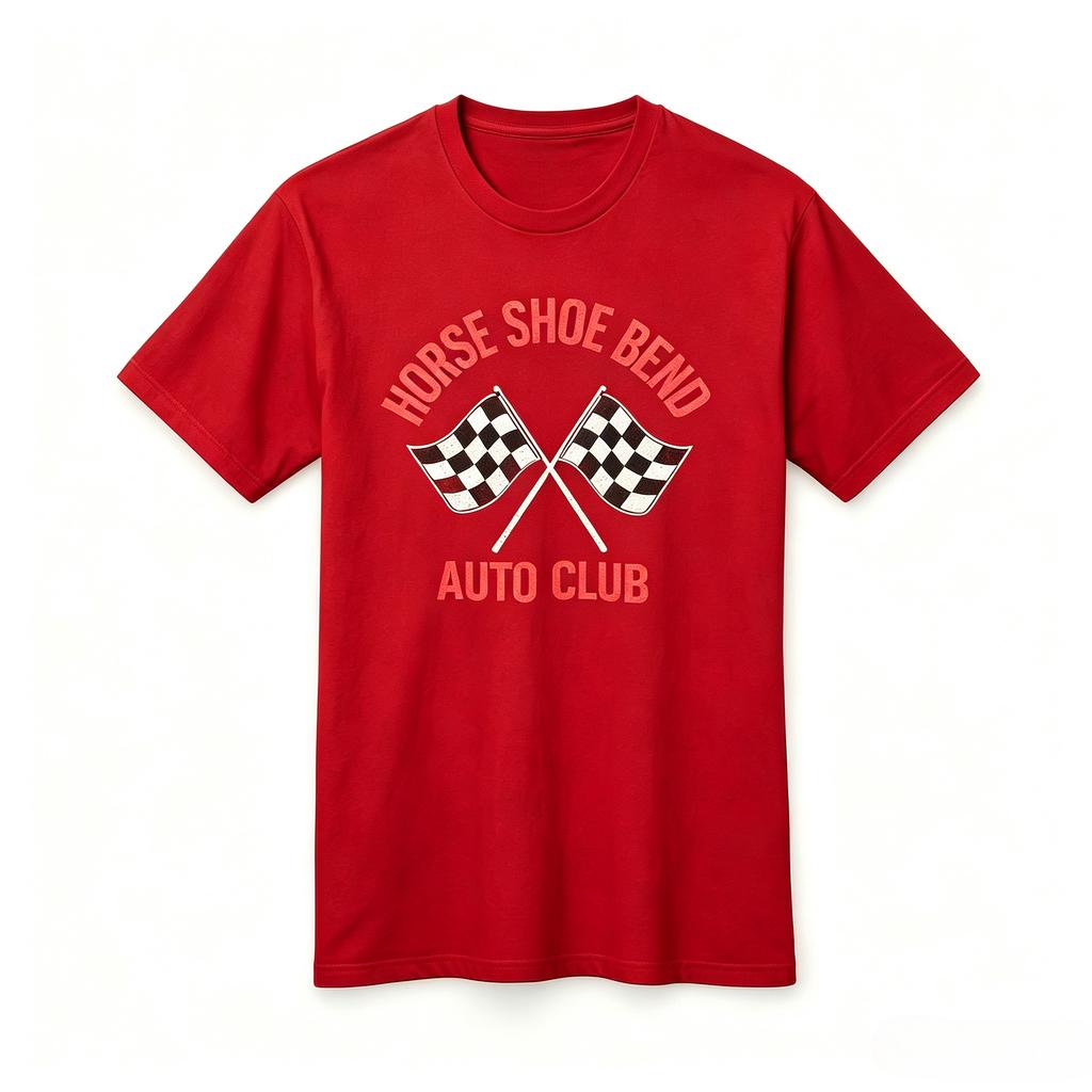 Horse Shoe Bend Auto Club Vintage Print Cotton ShortSleeve TShirt for Car Enthusiasts T Shirt Unisexs Clothing Unisexs T Shirt