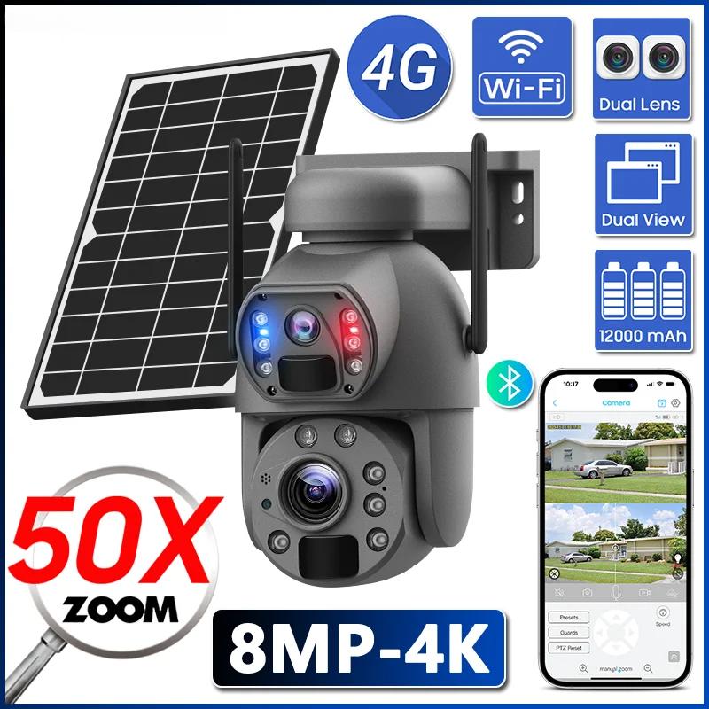 

4k 8MP сонячна камера 4G Sim 50X Zoom Dual Lens PTZ Humanoid Tracking Outdoor Waterproof WIFI Metal Night Vision Security IP Cam Only 4G Camera