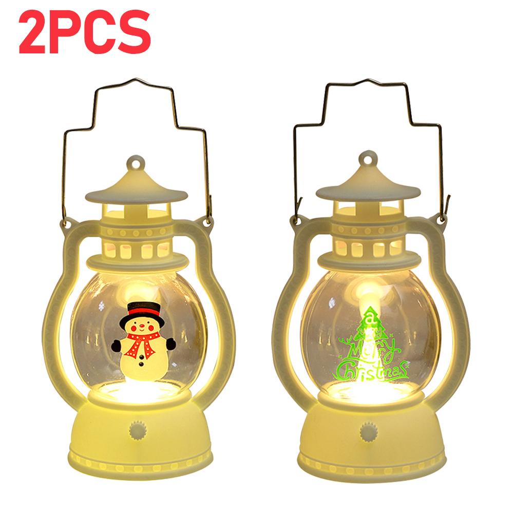 Christmas Portable Lantern Battery Operated Santa Claus Snowman Oil Lamp with Handle Xmas New Year Gifts for Table Decoration