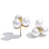 Yhpup Korean Style Simulated Pearls Flower Stud Earrings for Women Exquisite Stainless Steel Elegant Daily Waterproof Jewelry