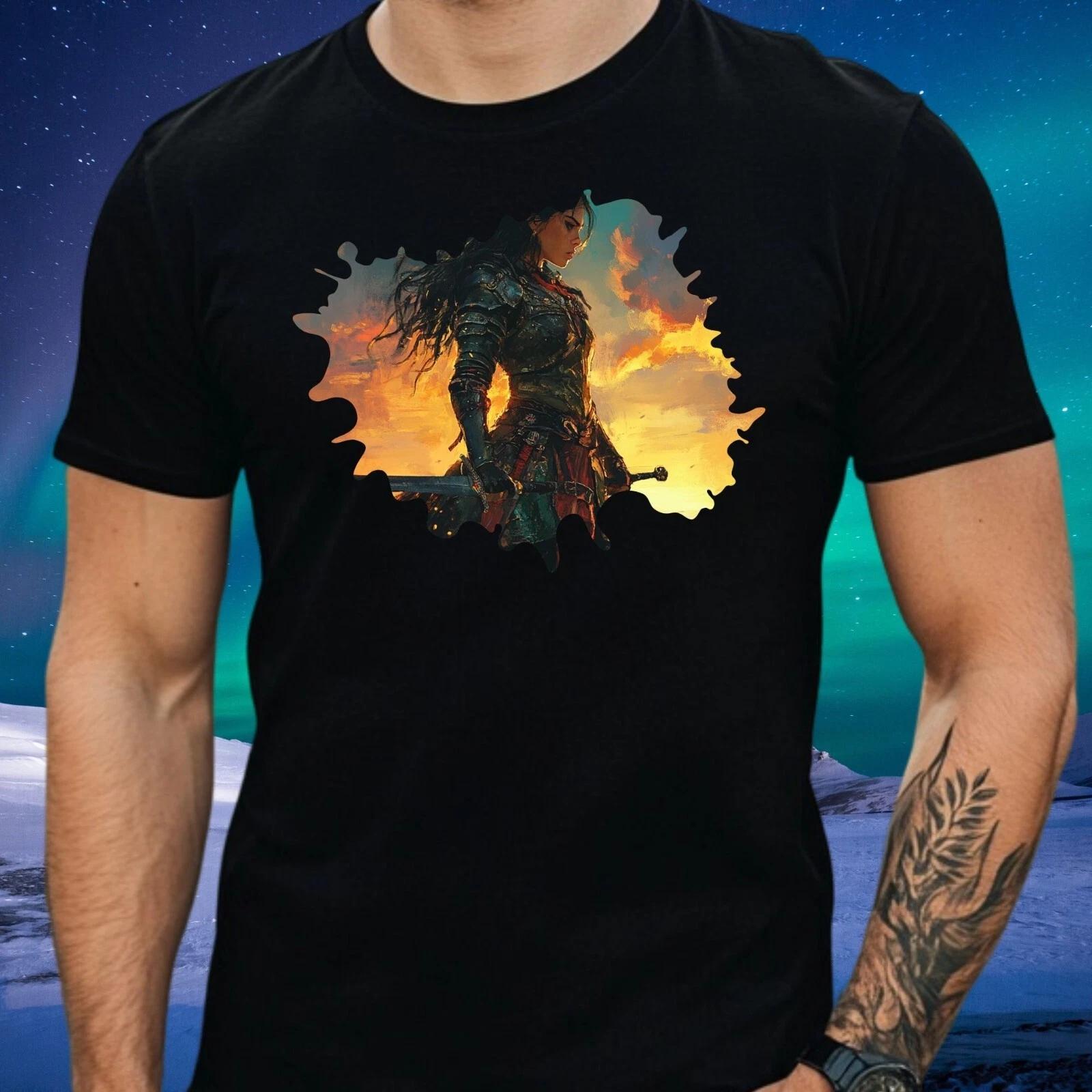 T-Shirt Herren Kriegerin Motiv Baumwolle Größe S bis 5XL XXL