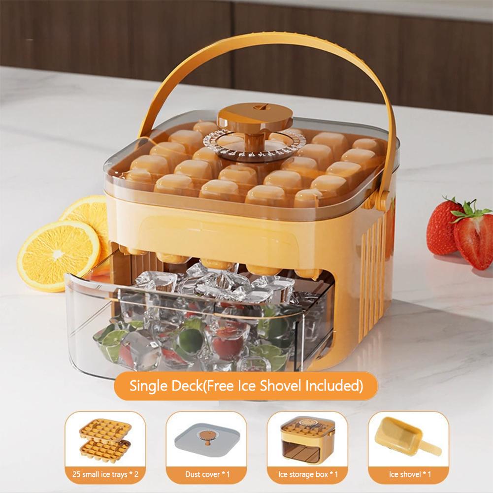 1Pc 50-Cube Ice Maker Extra Large, Double-Layer Tray with Lid, Food-Safe Material, Easy Ice Release, Ideal for Parties Drinks