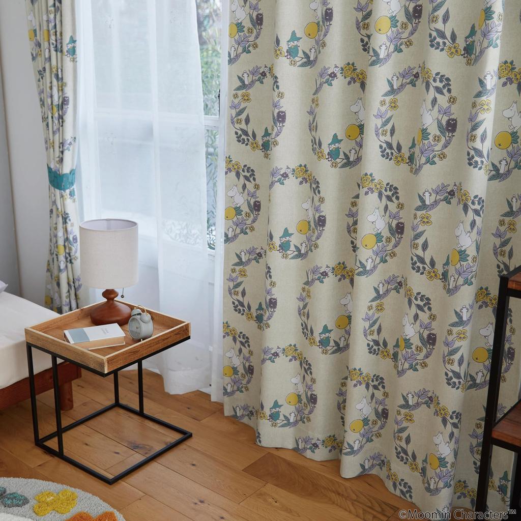 Suminoe MOOMIN Fruit Garden Curtain 1 100 x 135 Y Drape, Panel, cm, 323-76014