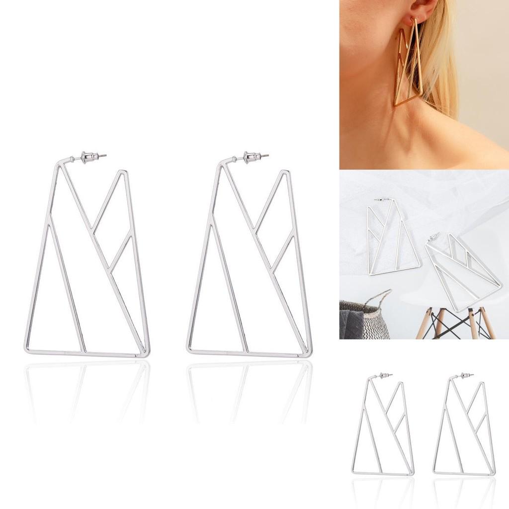 Stylish Triangular Geometric Earrings For Women In Gold And Silver Colors