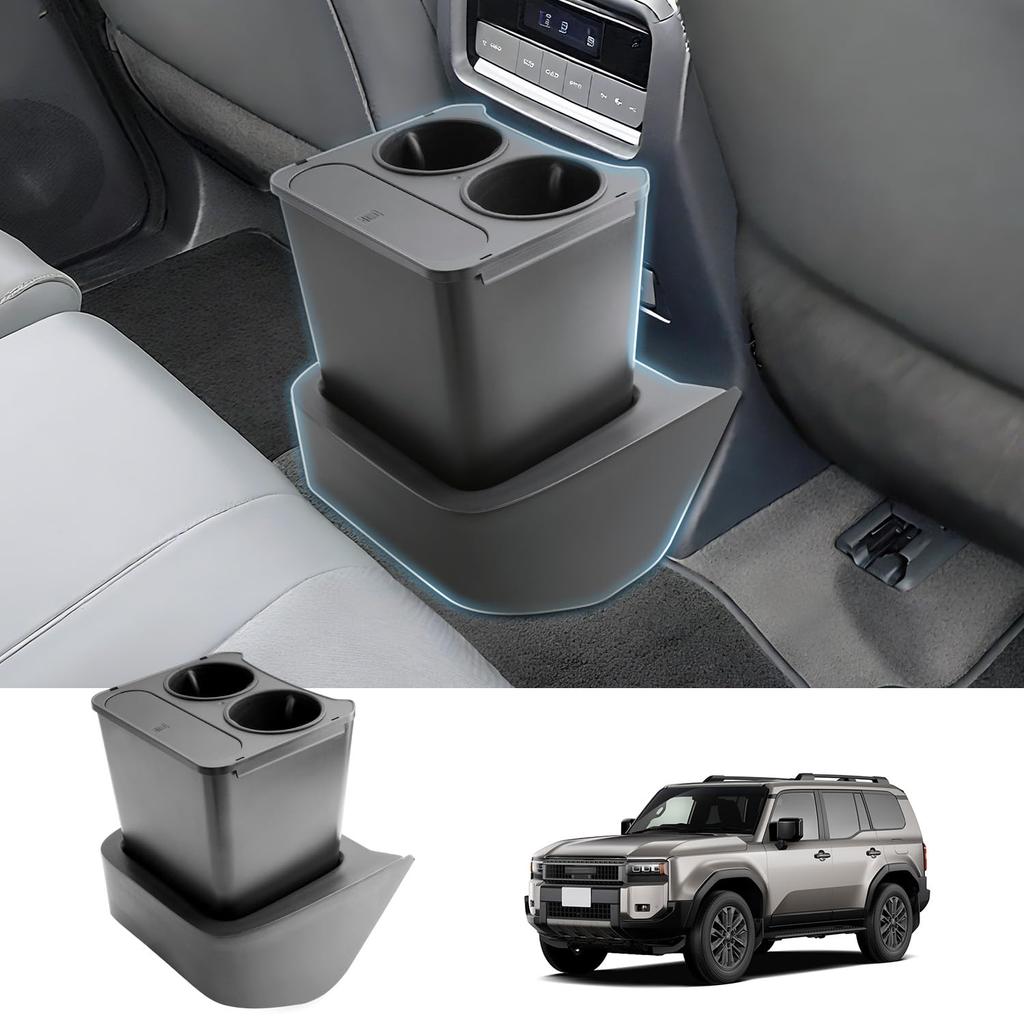 Coleya Console Box for the 2024 Toyota Land Cruiser 250 Rear Console Box with Drink Trash and Console Storage Easy Car Accessories 3-in-1