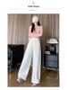 Women's Spring/Summer 2026 Sweet Ruffle Lace Wide-Leg Pants - Elastic Waist, Slimming, Soft, and Smooth Casual Wear