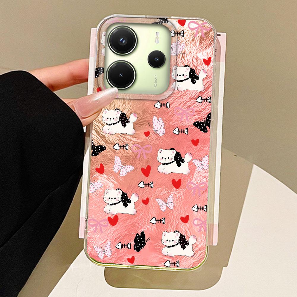Black Bow Cartoon Animal Phone Cases Phone Case for Xiaomi Redmi Note 14 13 Pro A5 A4 A3 13C 14C 14T 13T Pro Silicone Back Cover