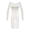 2024 Spring Women Off Shoulder Long Sleeve Lace Bodycon Mini Dress Sexy Slim Pencil Club Night Out Dress Plus Size S-L