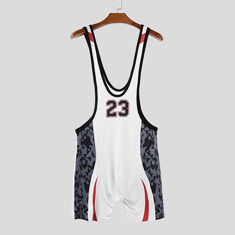 

Мужские облегающие комбинезоны без рукавов с принтом букв, боди для дома S белый