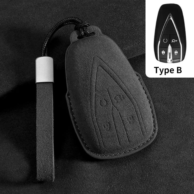 

Suede Leather Car Key Case Cover Shell Fob For Changan Cs35Plus Cs35 Plus Cs55 Plus Cs75 Plus Eado Uni-T Uni K Oushang X5 X7 Ev